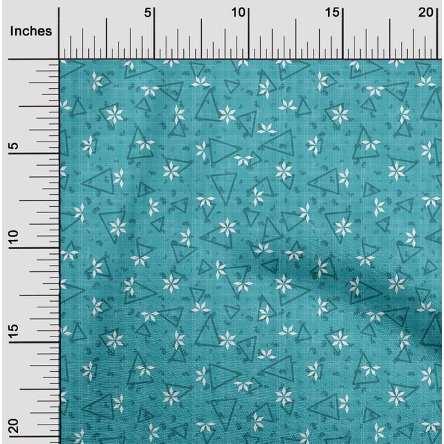 oneOone Cotton Cambric Turquoise Blue Fabric Texture & Triangle Geometric Sewing Craft Projects Fabric Prints By Yard 42 Inch Wide