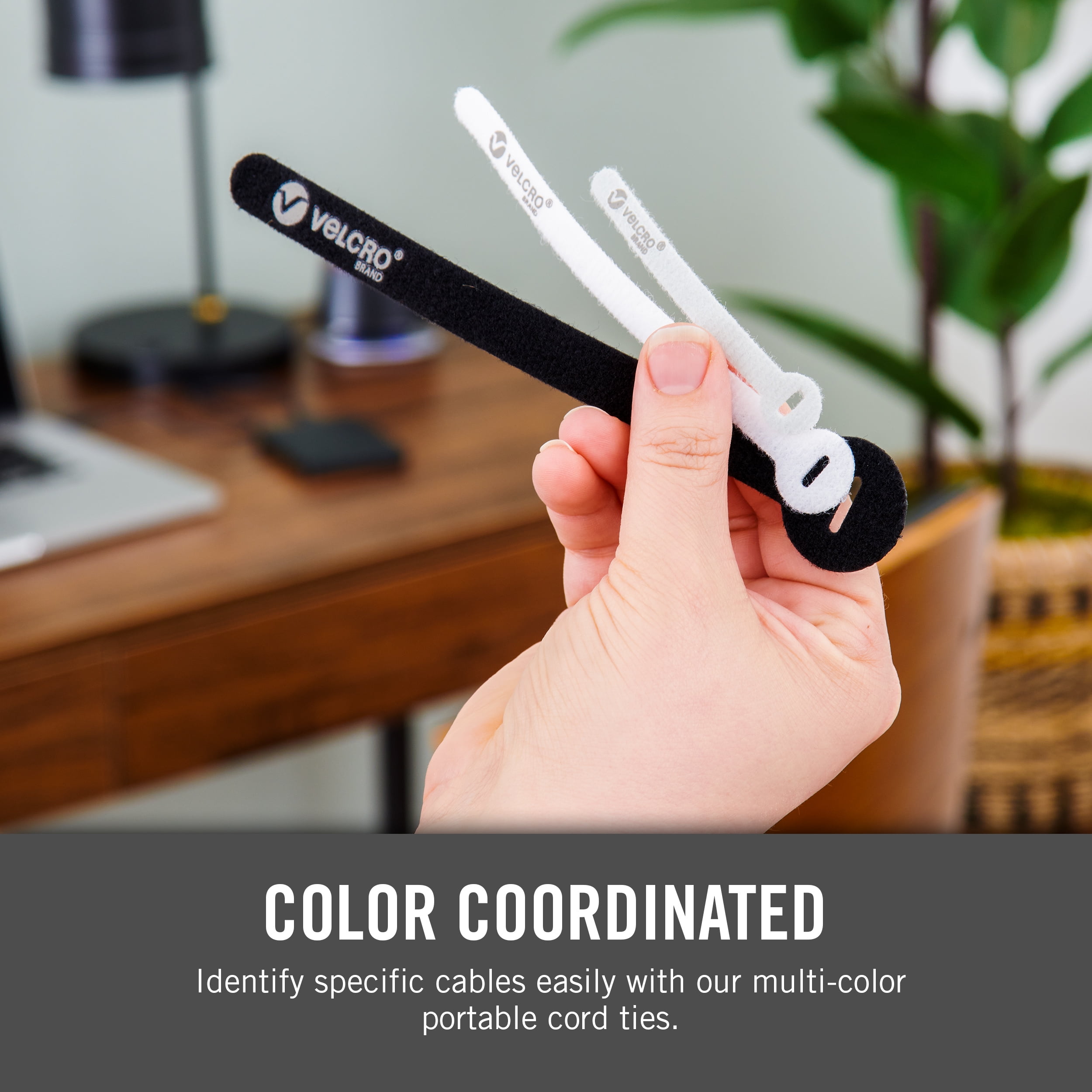 VELCRO Brand Portable Cord Ties | Organize Headphone Wires, Charging Cables, Power Cords in Backpacks Briefcases and Travel Bags | 3 Sizes and Colors, 36 pc Bulk Pack, 36pk Cord Ties