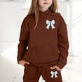 thumbnail image 2 of Big Outfits for Girls Sets Hoodie Pants Letter Print Casual Two Piece Comfy Winter Wear Fall Girls Clothes Brown Size 8-9T, 2 of 4