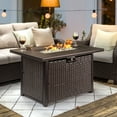 thumbnail image 6 of Nuu Garden Outdoor 43 inch 50,000 BTU Propane Gas Fire Pit Table, Aluminum Rattan Fire Pit Table with Lid, Glass Fire Pit Wind Guard, Cover and Glass Beads, Dark Brown, 6 of 10