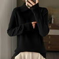 thumbnail image 2 of Womens Knitted Tops Casual Lapel Collar Long Sleeve Sweaters Fall Soft Comfy Loose Solid Color Pullover Shirts (Black 2XL), 2 of 3