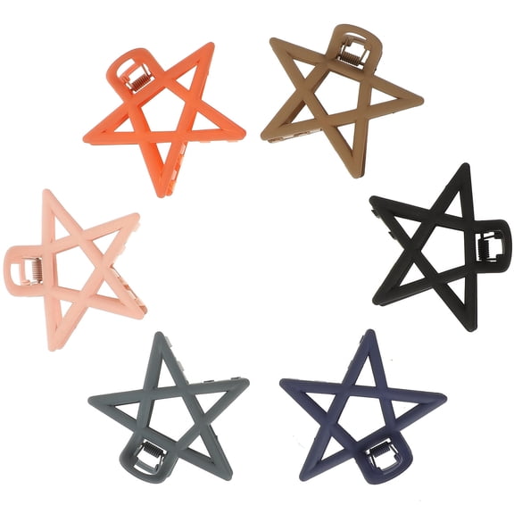 TABLZONE 6Pcs Star Hair Barrettes Assorted Color Hair Clips for Decor and Everyday Use