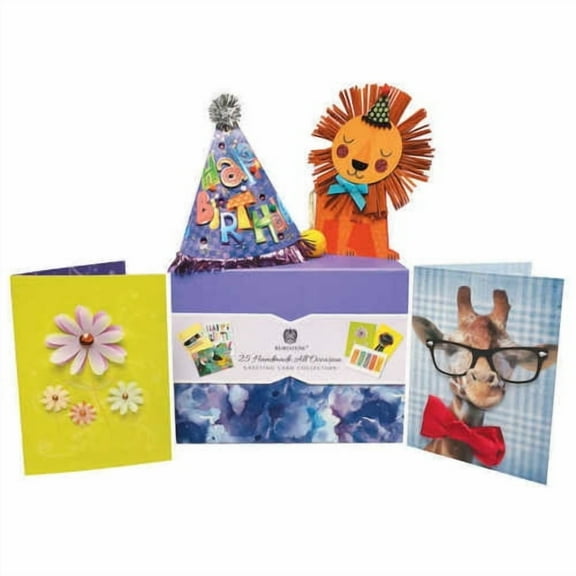 Burgoyne Handmade All Occasion Greeting Cards Collection w/ Organizer 25 Ct
