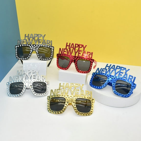 LOLIPPYY New Years Eve Silver Glasses 2023 Funny Photo Props for Party and Celebration