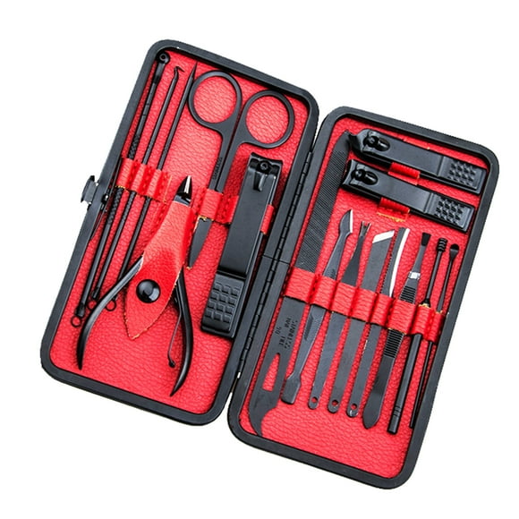 Soidarity 16 Uds. Abrazadera para uñas de acero inoxidable, agujas para eliminar el acné, Kit de herramientas de manicura de belleza, suministros de Tratamientos faciales negro + rojo Soidarity CE0034-01