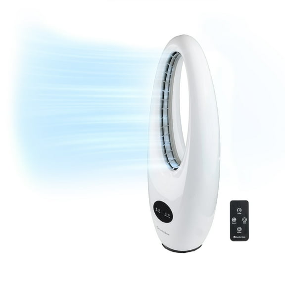 Comfort Zone 28" Oscillating Bladeless Tower Fan with Remote Control