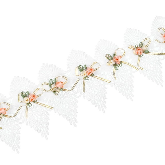 Butterfly Lace Trim Ribbon, 2 Yards Lace Trim, 4" Width, White