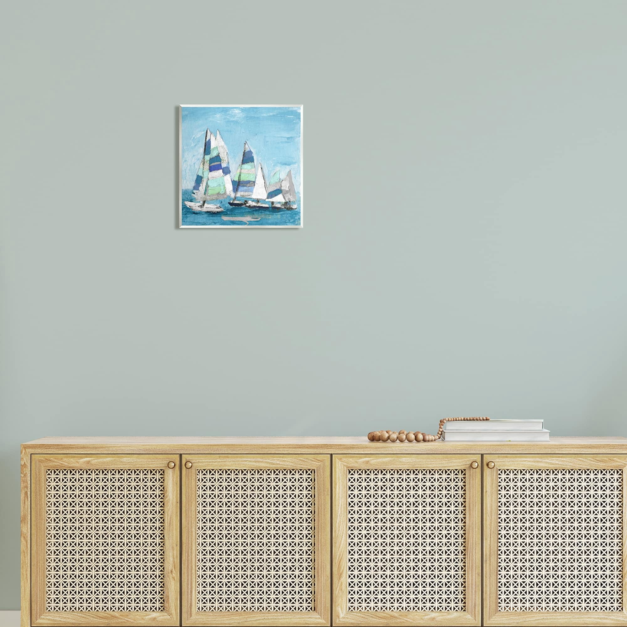 Stupell Industries Nautical Striped Sail Boats Summertime Ocean Painting Painting Unframed Art Print Wall Art, Design by Katrina Craven
