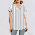 thumbnail image 4 of Maqroz Short Sleeve Shirts for Women Print Spring Summer Tops 2026 V Neck Criss Cross Tees Casual Blouses Fashion Outfits Clothes Gray XL, 4 of 9