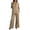 Khaki, variant on Tqcoqu Women's Contrast Trim Blazer 2 Piece Suit Set,Notched Lapel Long Sleeve Jacket with Wide Leg Pants Business Outfit,Beige Women's S-XXXL