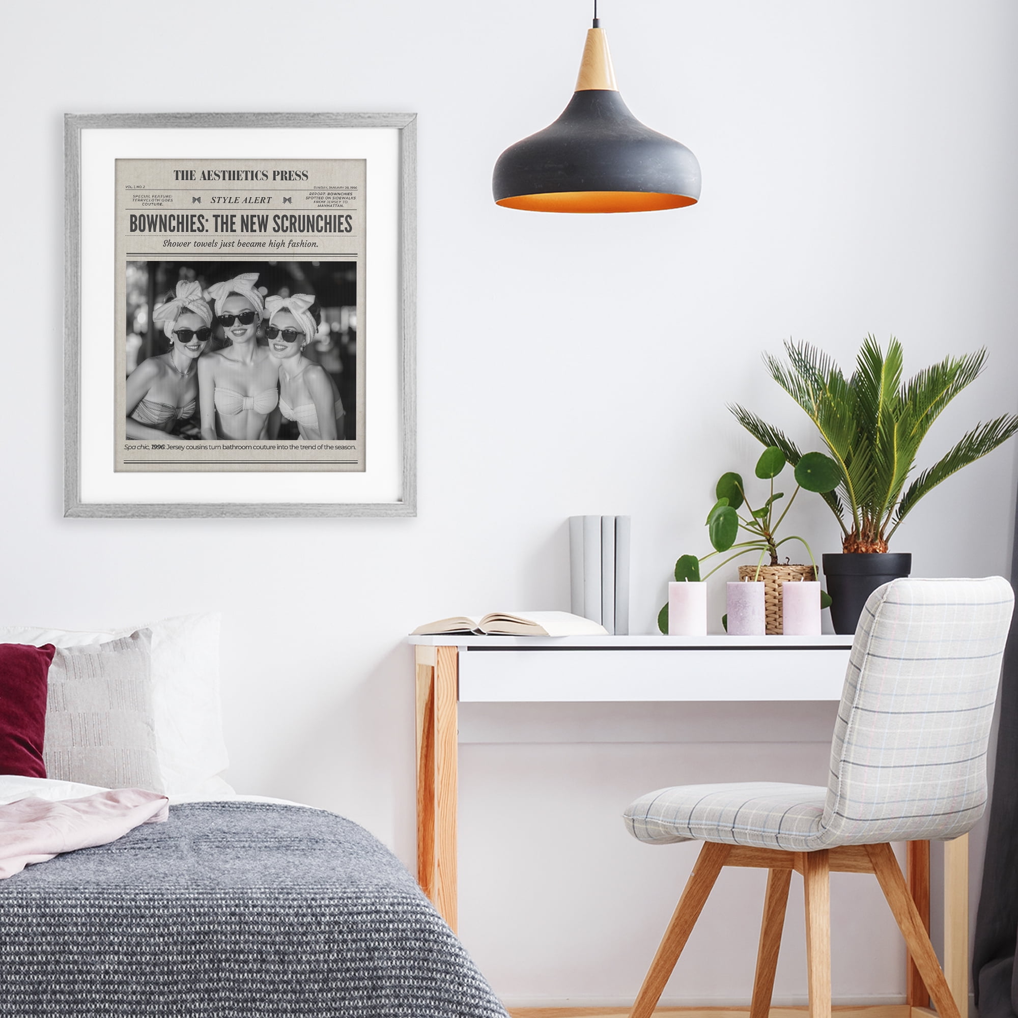 The Aesthetics Press Magazine Gray Framed Print Under Glass, design by A Barefoot Stylist
