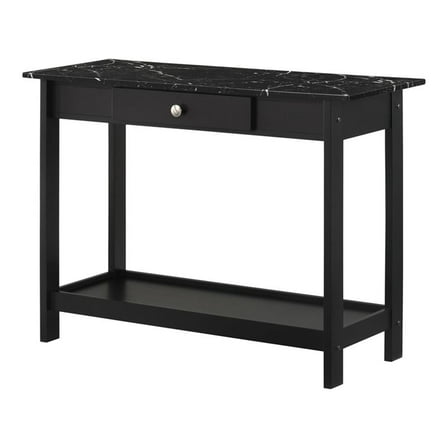 Furniture of America Histe Faux Marble and Wood 1-Drawer Sofa Table in Black
