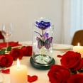 thumbnail image 4 of XYAIYT Valentine's Day Rose Night Light Preserved Flower LED Table Lamp with Foil Butterfly Accent Soft Warm Glow Romantic Ambience Decorative Nightlight for Bedroom Desk Bedside Purple 8.7x4.3x3.5in, 4 of 6