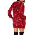 thumbnail image 4 of Vestido corto de sudadera con capucha y bolsillos con estampado navideño para mujer informal a la moda Pompotops hdfakjf446, 4 of 6