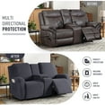 thumbnail image 6 of Timeles 2 Seat Recliner Sofa Covers with Middle Console Slipcover, Loveseat Recliner Couch Cover Stripe Jacquard Furniture Protector Covers with Elastic Bottom for Kids, Pets (Dark Gray), 6 of 6