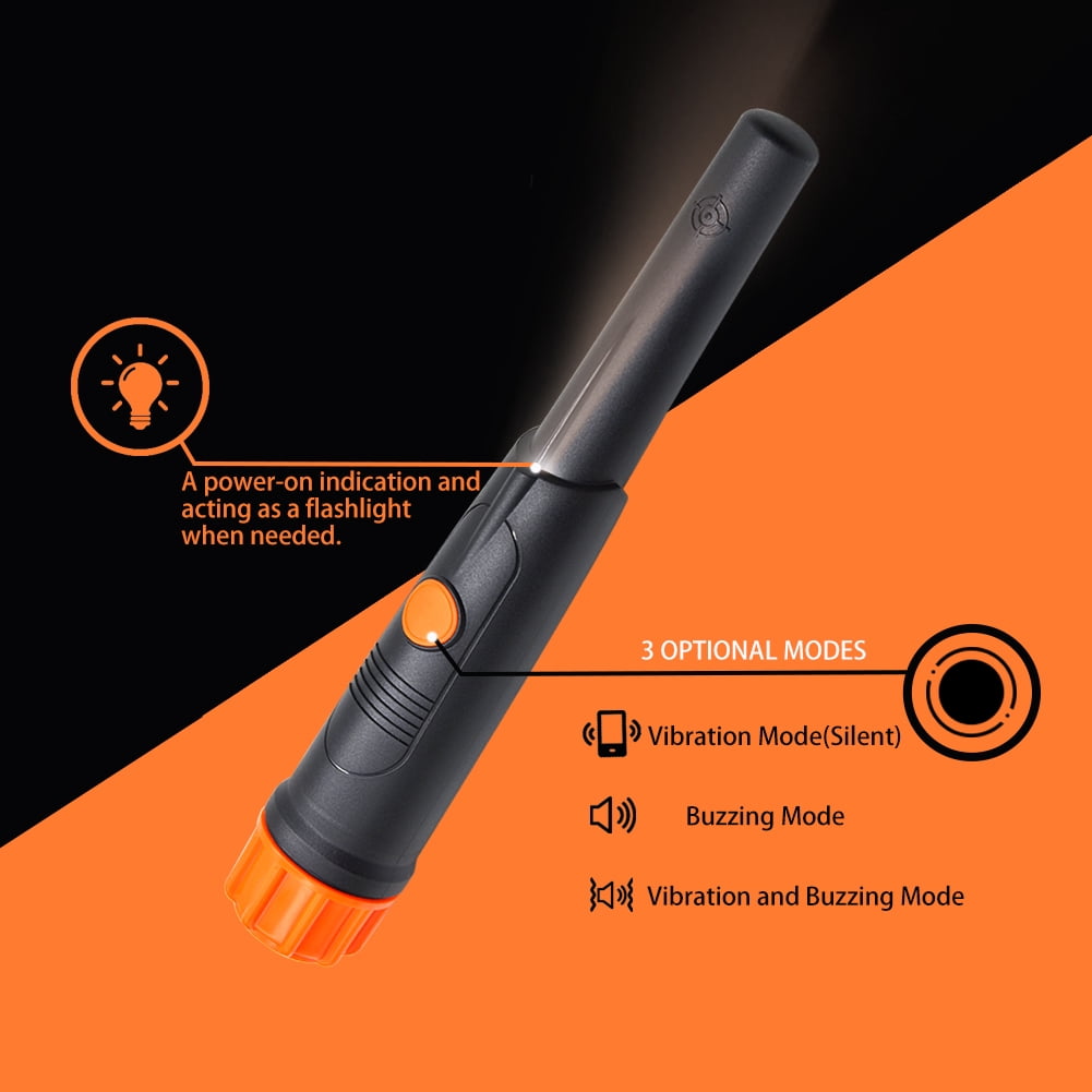Metal Detector Pinpointer, IP68 Fully Waterproof Handheld Pin Pointer Wand with 360° Search, 3 Modes (Vibration/Buzzer), High Accuracy Treasure Hunting Tool with Belt Holster for Adults & Kids