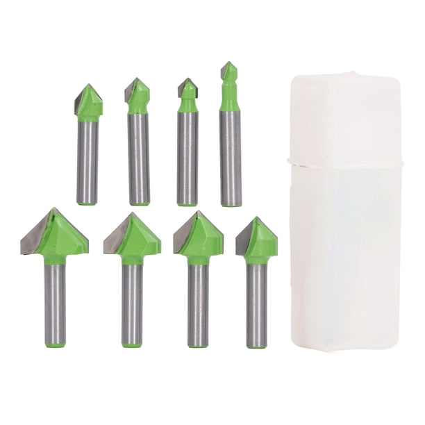 Broca Enrutadora De Vástago De 8 Mm, Brocas Enrutadoras De Ranura En V De Acero De Tungsteno De 8 Piezas, Fresa Con Revestimiento De PTFE, Fresa De Extremo, Broca Enrutadora De Ranura En V Para Carpin