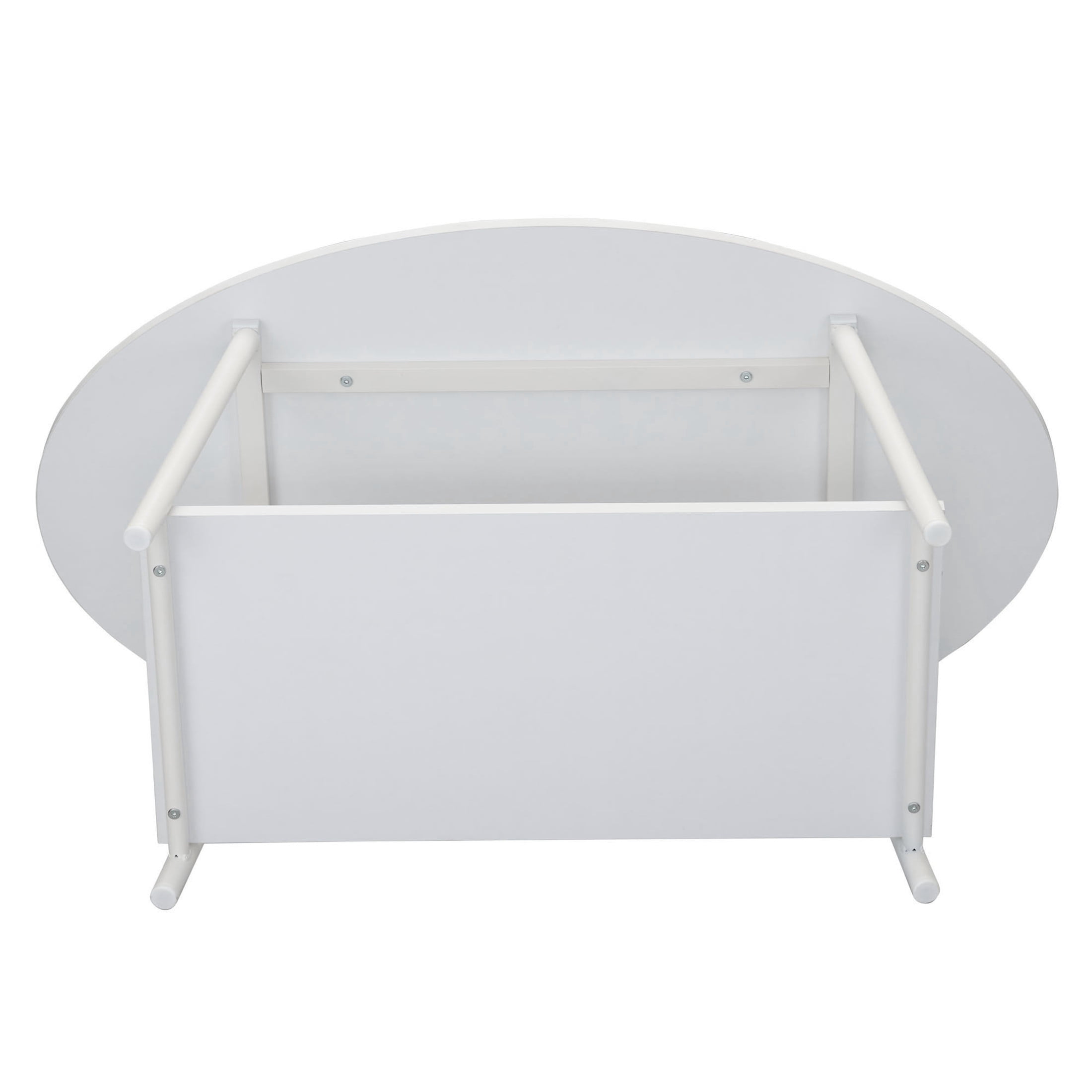 Household Essentials Oval Coffee Table with Lower Storage Shelf, Scandanavian White