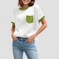 thumbnail image 2 of Povozer Girls Casual Short Sleeve T Shirts Basic Crewneck Tunic Blouses Tops(Green,5-6Y), 2 of 5