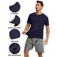 thumbnail image 3 of Hanerdun Mens Athletic Quick Dry Shirts Tops Short Sleeve Crew Neck Workout Casual Tees Activewear 2 Pack M, 3 of 9