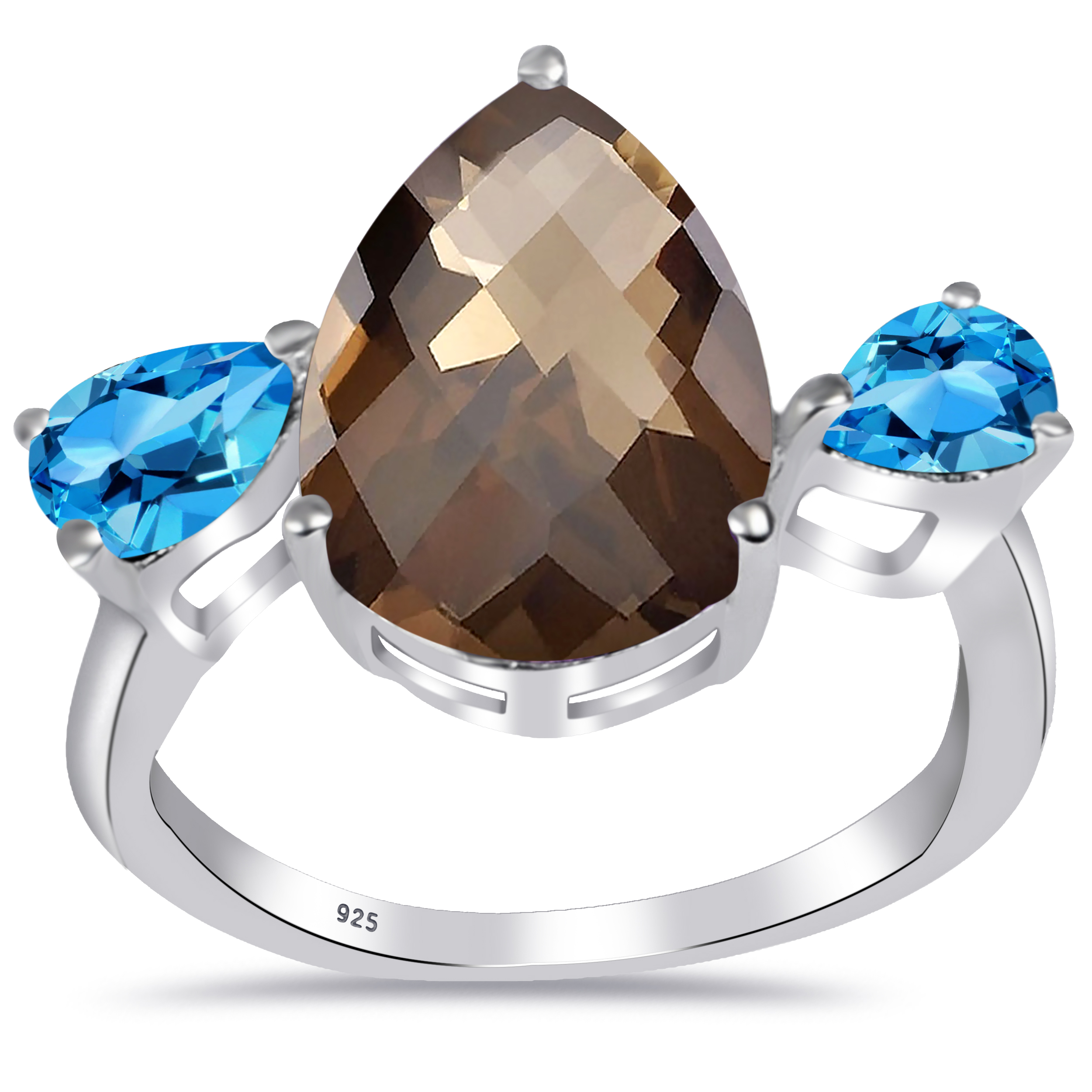 Smoky Quartz Ring Designer Gift Ring Pear Smoky Quartz Ring Natural Smoky Ring Birthstone Smoky Quartz Ring 925 Sterling Silver Ring