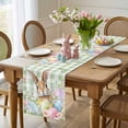 thumbnail image 4 of Easter Table Runner 90 Inches Long for Kitchen Dining, Spring Bunny Colorful Eggs Floral Leaves Grey Plaid Dresser Scarf Farmhouse, Dining Table Decorations for Wedding/Parties, 13 x 90 In, 4 of 8