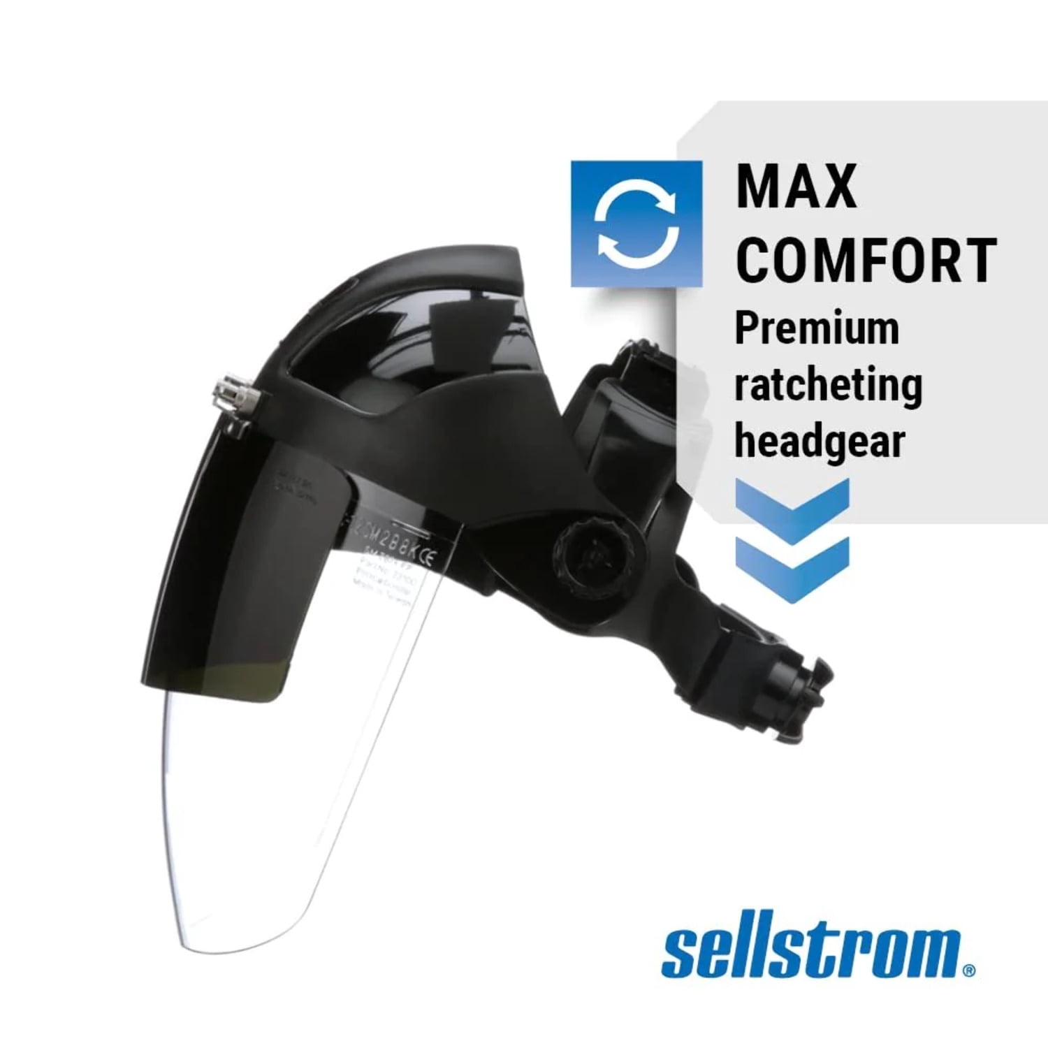 Sellstrom Face Shield - DP4 Series - 9" x 12.125" x 0.060" Window - Clear AF with Shade 8 IR Flip Visor - Ratcheting Headgear