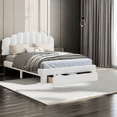 thumbnail image 6 of Teddy Fleece Queen Size Upholstered Platform Bed,with Storage Drawer,Wooden Bedframe w/LED Lights and USB Ports,No Box Spring Needed, for Bedroom,Guest Room, 6 of 6