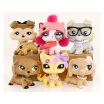 6lot/pcs Mini lps shop Collie 363 893 Dachshund 909 Shorthair Cat 2291 1962 with Accessories Glasses Hat for lps Collection