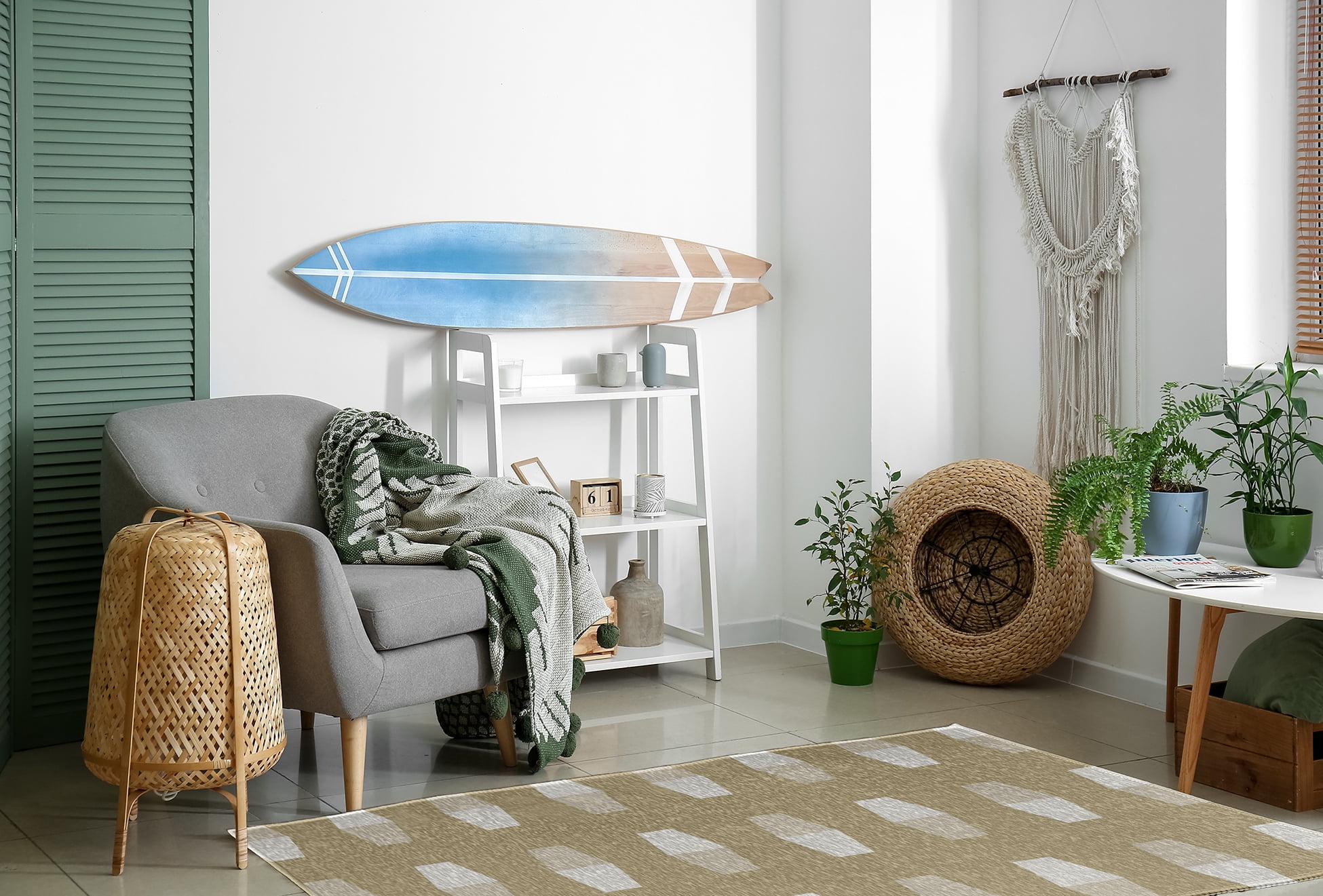Simply Daisy 4' x 6' Bowling Pins Nautical Chenille Rug, Taupe