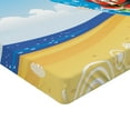 thumbnail image 2 of Ambesonne Christmas Fitted Sheet, Santa on Beach Surf, Twin XL Size, Blue Yellow, 2 of 3