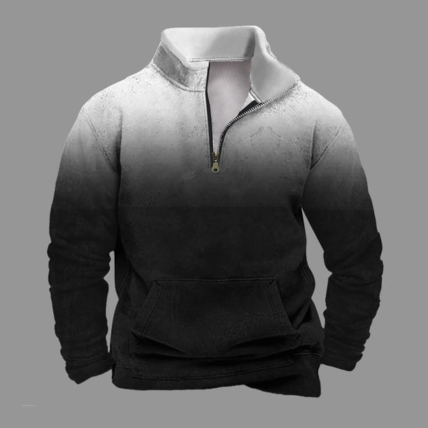 Sudadera sin capucha para hombre, informal, a la moda, con cuello alto, estampado de calaveras, cremallera, jersey de manga larga, blusa de poliéster para hombre