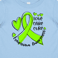 thumbnail image 4 of Inktastic Love, Care, Cure Lymphoma Awareness Lime Green Ribbon Hearts Boys or Girls Baby T-Shirt, 4 of 5