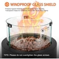 thumbnail image 4 of OUTDOOR LIVING Premium Fire Pit with Lava Rocks, Glass Wind Guard, Smokeless Propane Gas Fireplace with 5FT Hose for Patio Backyard Outdoor, FP038 Black Round, Side-Mounted, 4 of 5