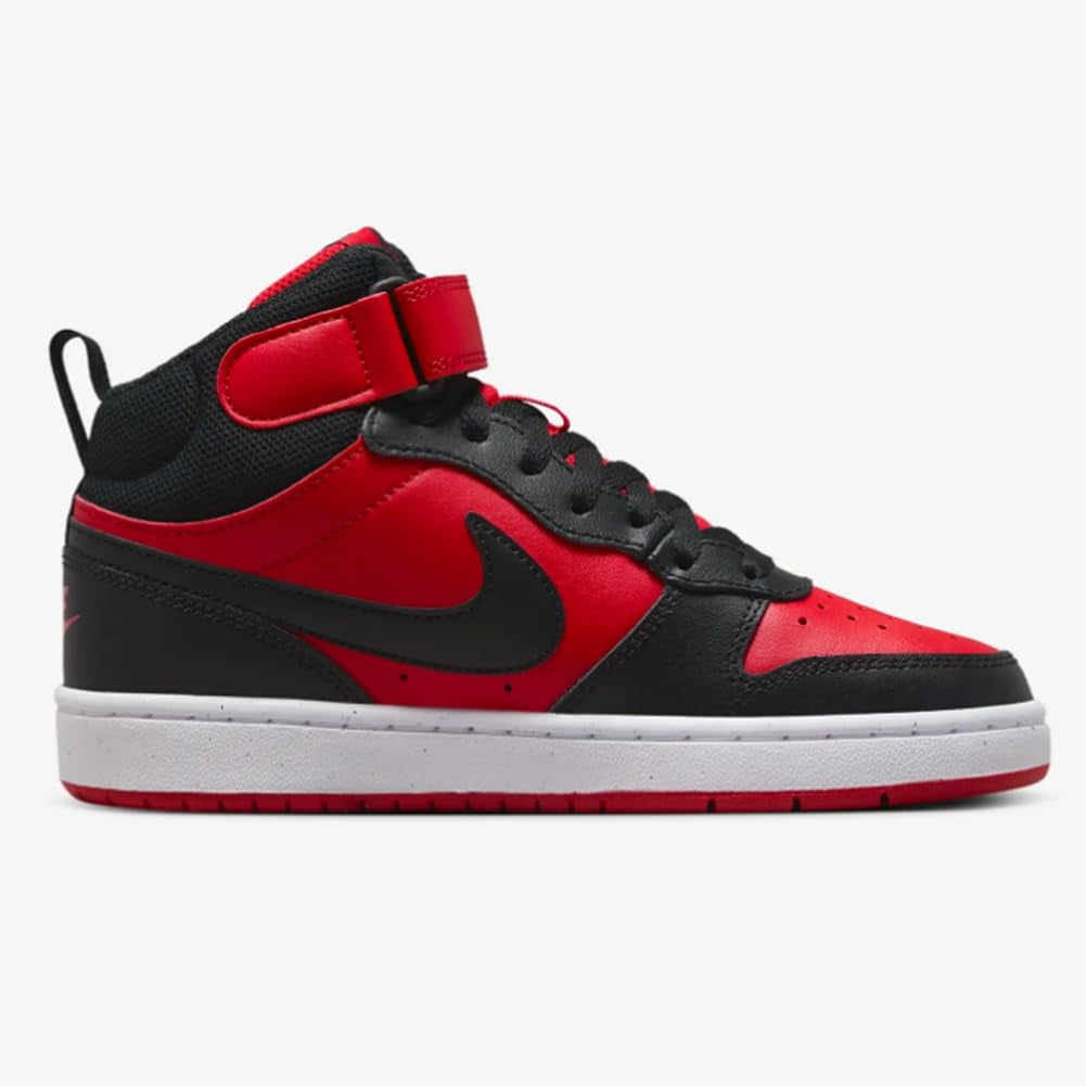 NIKE Court Borough Mid 2 Boys CD7782-602 (University RED/Black-WH), Size 5.5