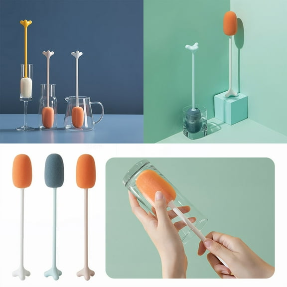 MOQIN Bottle Brush 12.2 in Long Handle Water Cup Cleaner,Flexible Scrub Brush for Kitchen Household Cleaning Wash Baby Bottles,Sports Bottles,Glasswares