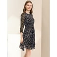 thumbnail image 4 of INSPIRE CHIC Robe Fleurie pour Femme Froncée Manches 3/4 Ourlet Asymétrique Robes Smockées Bleu Marine P, 4 of 6