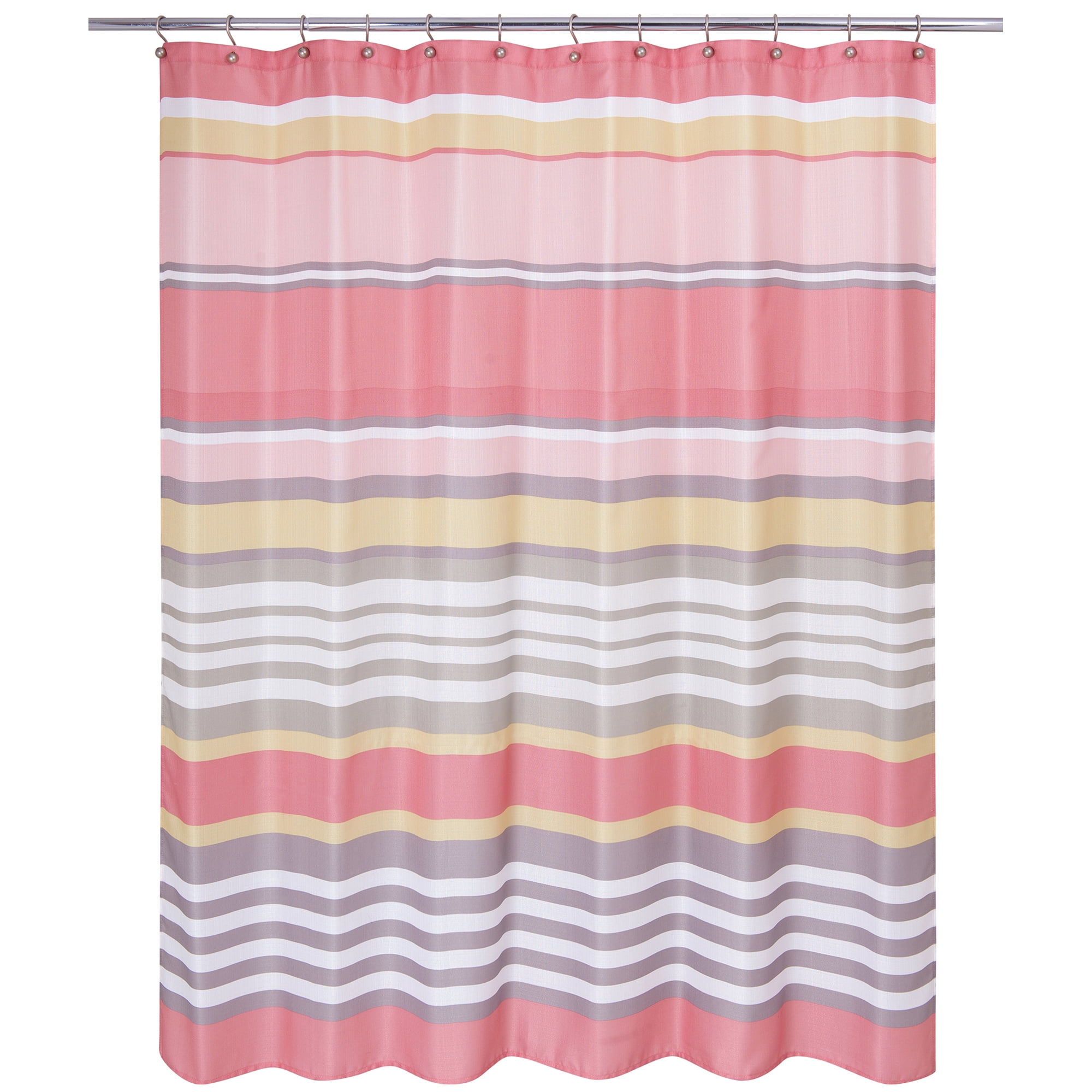 Nantucket Stripe Warm Polyester Printed Fabric Shower Curtain by Allure