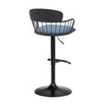 thumbnail image 3 of Nish 25-33 Inch Adjustable Barstool Chair, Soft Blue Fabric, Black Frame, 3 of 4