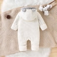 thumbnail image 2 of Jalioing Newborn Baby Fuzzy Snowsuit Cute Solid Color Long Sleeve Zipper Rompers Winter Thermal Fleece Jumpsuit, 2 of 9