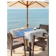 thumbnail image 3 of Outdoor Tablecloth with Umbrella Hole for Patio/Picnic/Party/Camping, Blue Grey Abstract Waterproof Table Cloth Square Cover Washable, Gradient Geometric Graffiti Modern Art (54"x 54"), 3 of 8