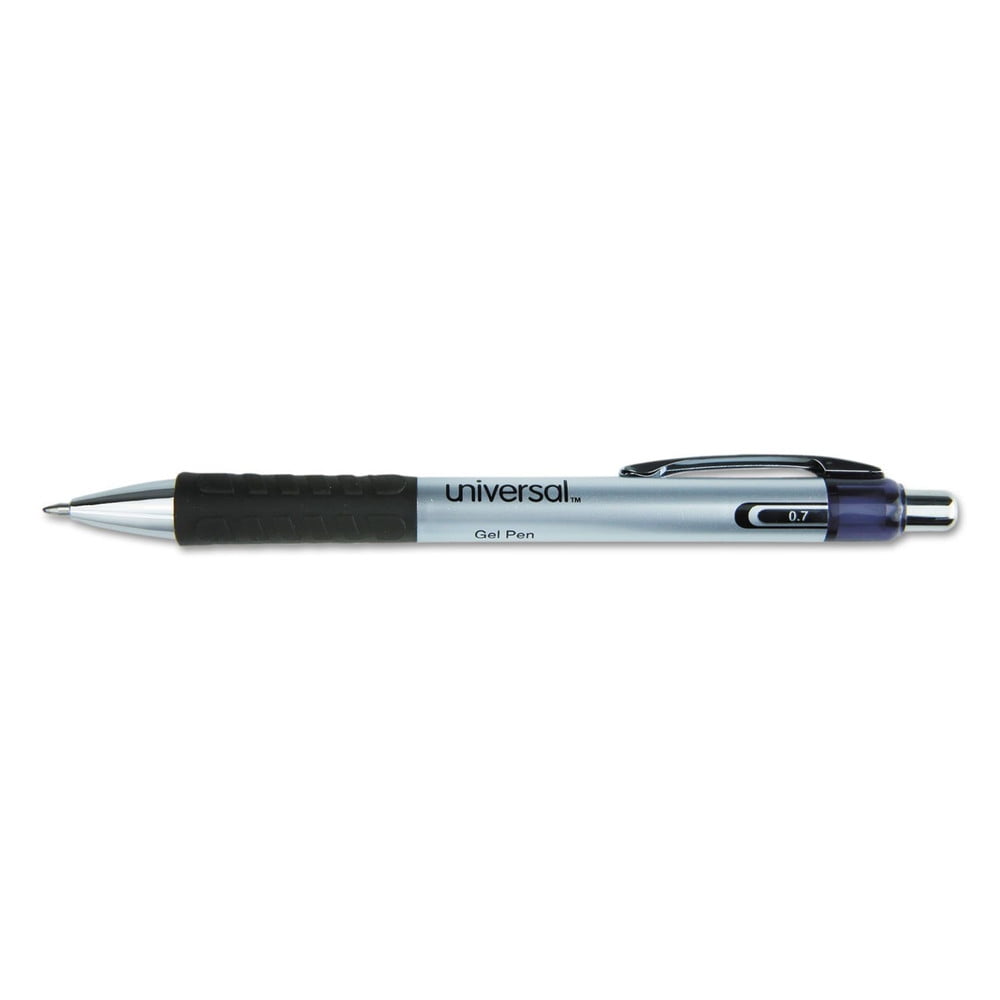 Medium 0.7 mm, Retractable, Comfort Grip Gel Pen - Black Ink/Silver Barrel (36/Pack)