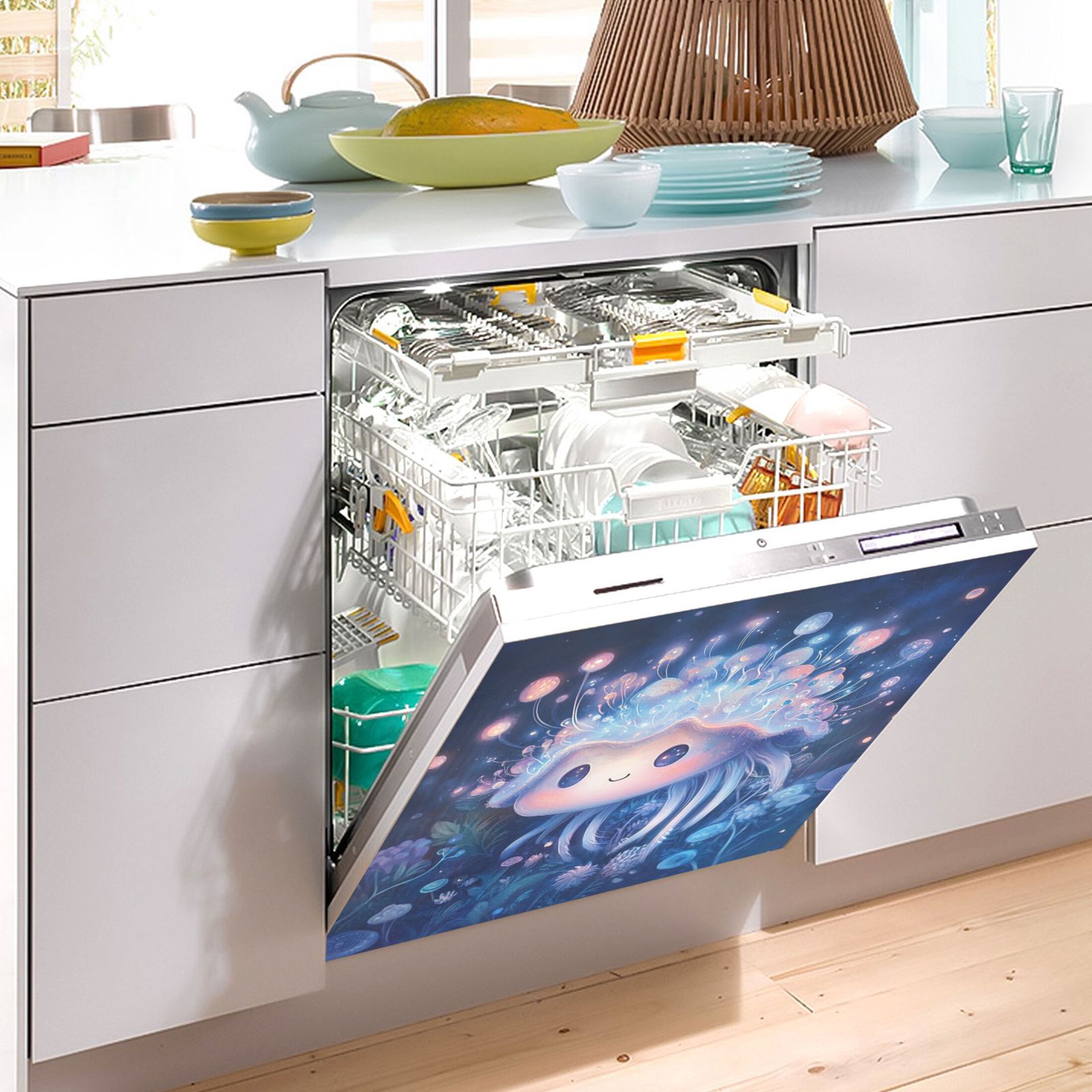 Dishwasher Magnetic Sticker 23x26 Inch Refrigerator Magnetic Sticker Washing Machine Magnetic Sticker Kitchen Panel Magnetic Sticker Home Decor Super Cute Jellyfish