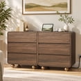 thumbnail image 4 of Aufeile Nightstand with Charging Station, Modern Curved Nightstand with 3 Drawers, Bedside Table for Bedroom, Walnut, 4 of 9
