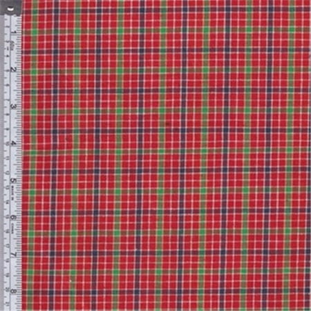 Textile Creations RW0128 Rustic Woven Fabric, Plaid Red, Green And Yellow, 15 yd.
