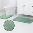 thumbnail image 6 of Tripumer Microfiber Bathroom Rugs Set 2 Pieces Shaggy Soft Bathroom Mat 20 x 32 inch Shaggy Soft Bathroom Mat with 20 x 20 inch U-Shaped Toilet Rug Light Green, 6 of 7