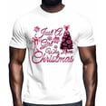thumbnail image 2 of T-Shirts for Men, Christmas Snowflake Tree Pink Crew Neck Cotton T-Shirt Men's Short Sleeve Just A Girl Who Loves Xmas, 2 of 8