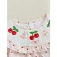 thumbnail image 6 of BemeyourBBs Baby Girl Romper Short Sleeve Cherry Embroidery Smocked Bodysuit, 6 of 9
