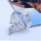 thumbnail image 2 of Fashion Exaggerated Personality Openwork Feathers and Diamonds Ladies Men's Gold and Silver Metal Bracelet (Silver) silver -, 2 of 4