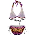thumbnail image 6 of SKQIT Women's Two Piece Leopard Print Halter Triangle Tie Side Bikini Bathing Suits, 6 of 7